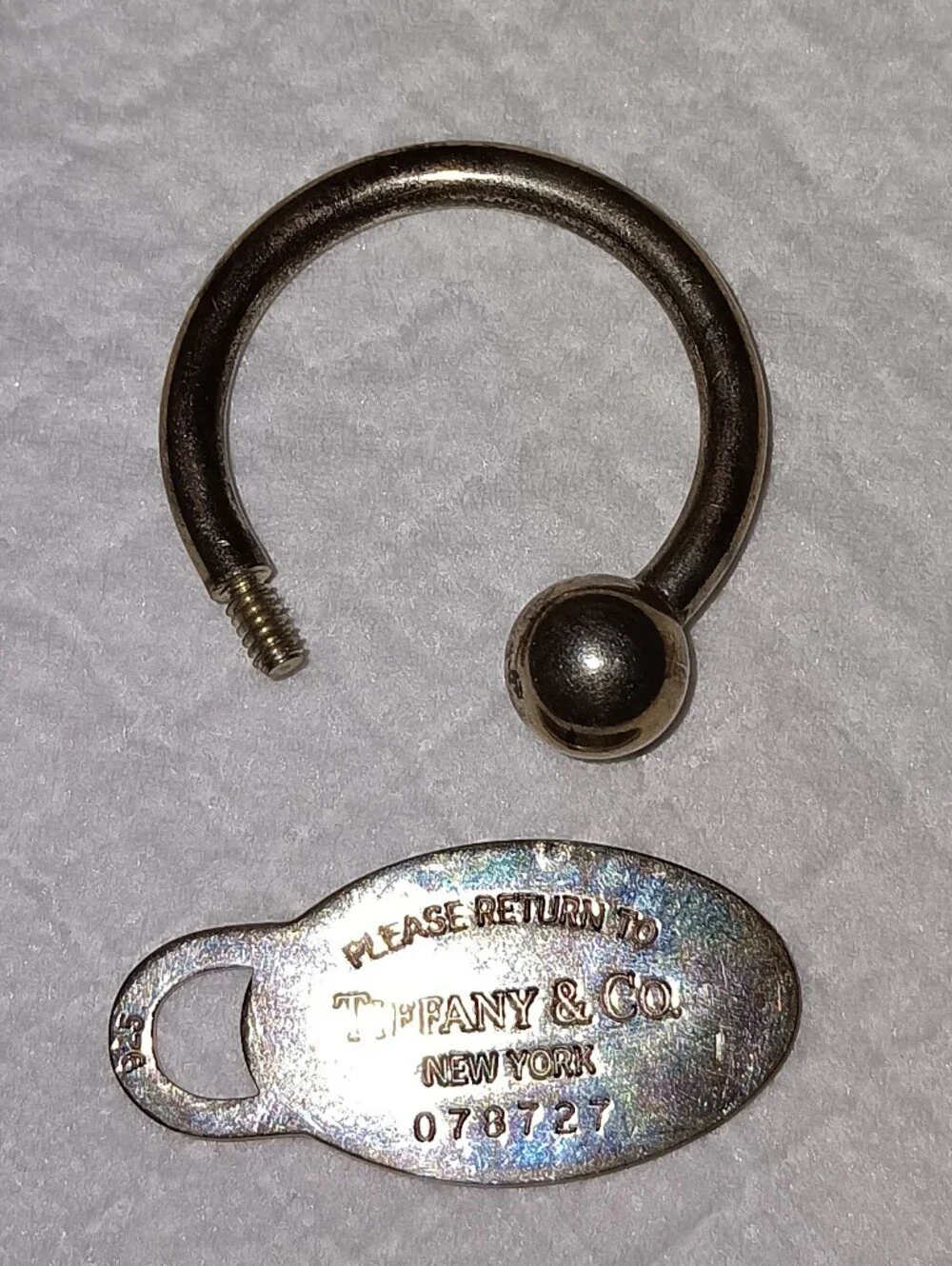 Tiffany & Co Extra Large Sterling Silver Keyring Return To Sender Tag